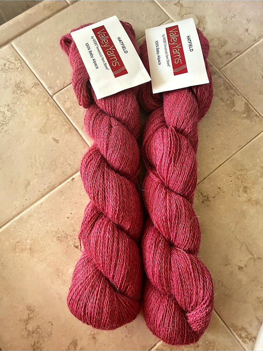 Valley Yarns Hatfield 100% Baby Alpaca Yarn 2 Skeins in Rouge Pink NWT